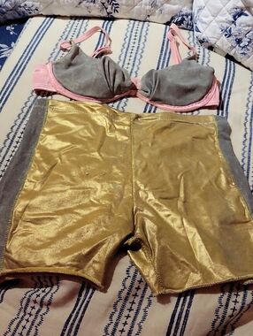 Reflective Bra And Boy Short Set By Artist Konane. Lights Up Under Disco Lights